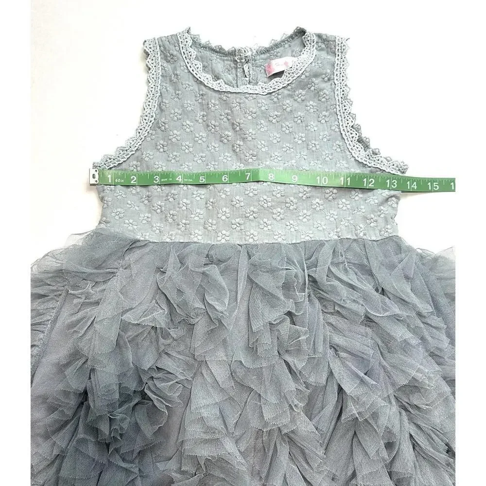 Hudiehua Girls Tutu Dress Tulle Sleeveless Floral Lace Gray  Size 130 cm US 8 - Picture 7 of 14